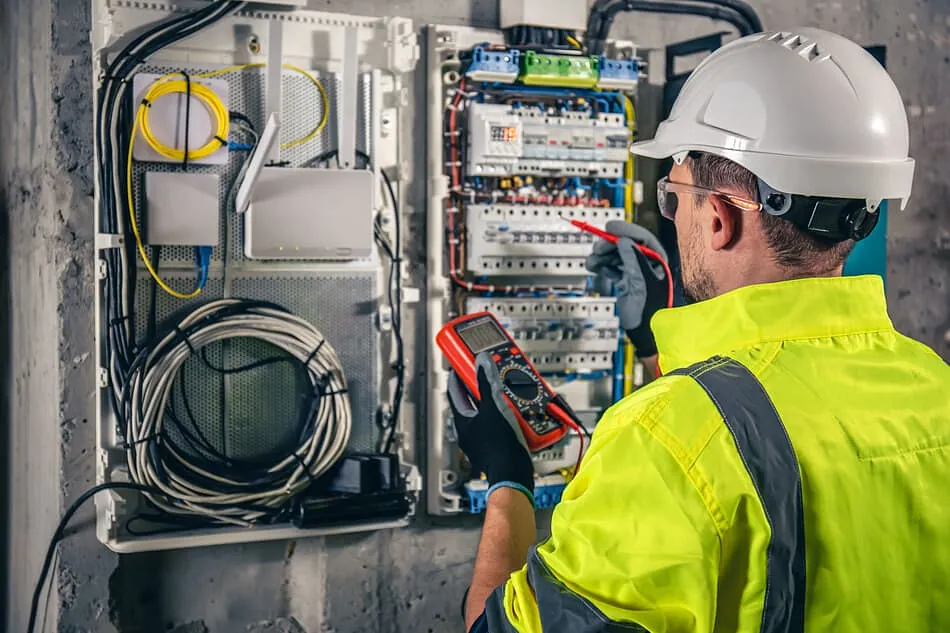 técnico revisando cuadro eléctrico