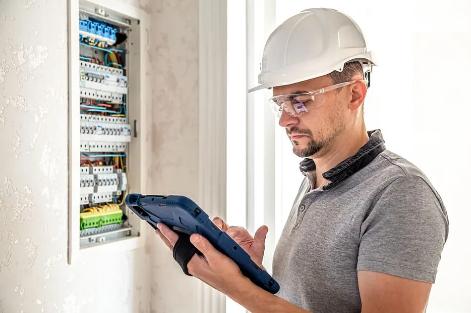 ingeniero revisando cuadro de luz